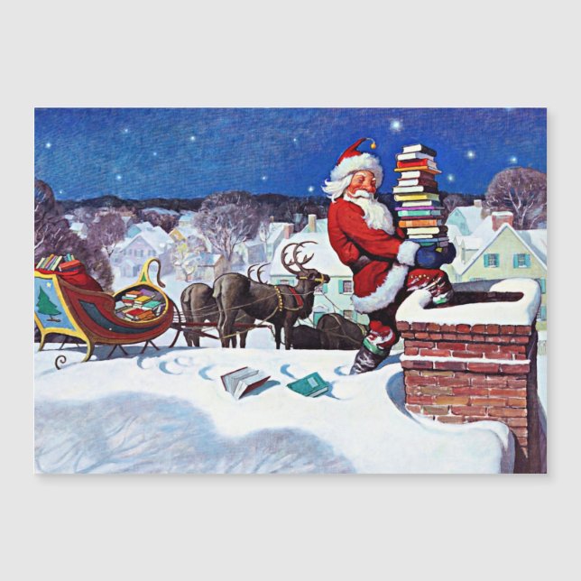 Santa geht den Kamin mit Armlehnen hinunter Magnetkarte (Vorderseite)