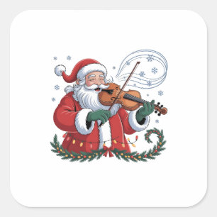 Santa Geiger Spieler Violinist Weihnachtsmusik Xma Quadratischer Aufkleber