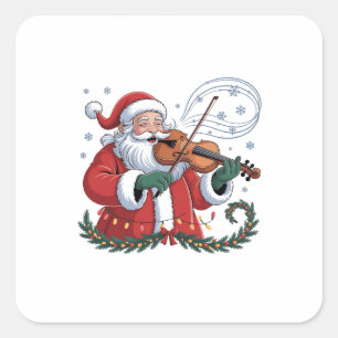 Santa Geiger Spieler Violinist Weihnachtsmusik Xma Quadratischer Aufkleber