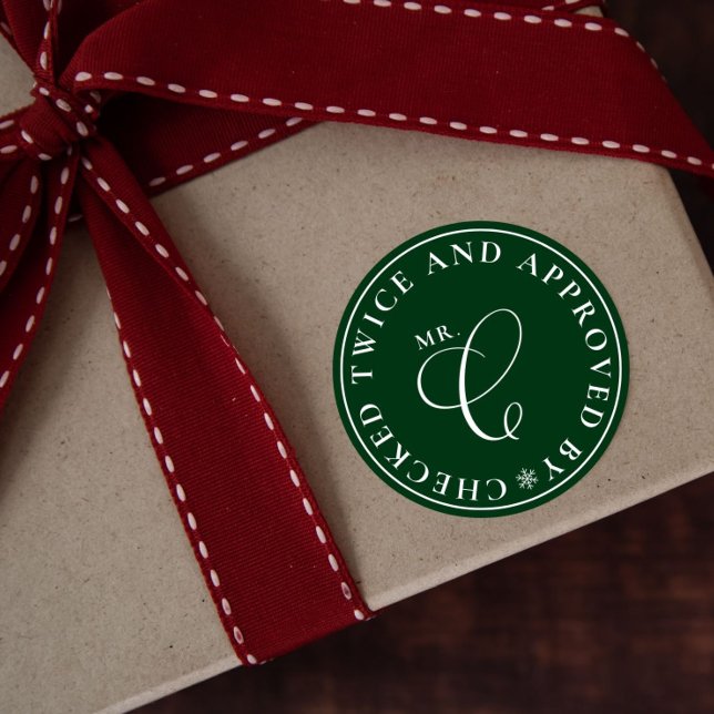 Santa genehmigte Nordpol Grüne Weihnachtskleber Runder Aufkleber (Von Creator hochgeladen)