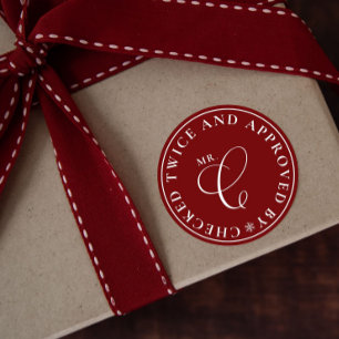 Santa genehmigte Nordpol Rote Weihnachtskleber Runder Aufkleber