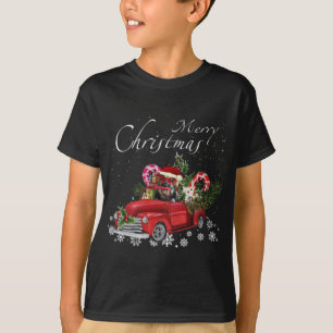 Santa German Shepherd Riding Red Truck Merry Chris T-Shirt