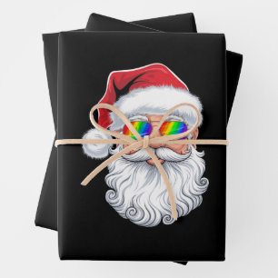 Santa Gesicht Gay Sonnenbrille Weihnachten Xmas LG Geschenkpapier Set