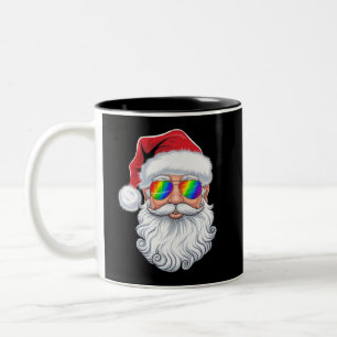 Santa Gesicht Gay Sonnenbrille Weihnachten Xmas LG Zweifarbige Tasse