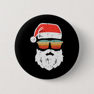Santa-Gesicht Retro-Sonnenbrille Weihnachten Xmas Button