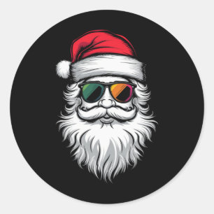 Santa-Gesicht Retro-Sonnenbrille Weihnachten Xmas Runder Aufkleber