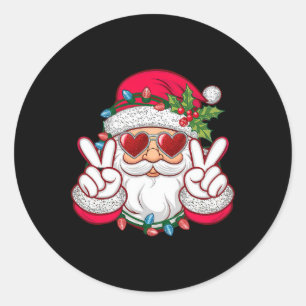Santa Gesicht Retro Sonnenbrille Weihnachten Xmas  Runder Aufkleber