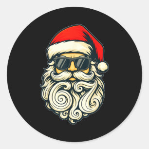 Santa Gesicht Retro Sungles 6 7 Weihnachten 67 San Runder Aufkleber