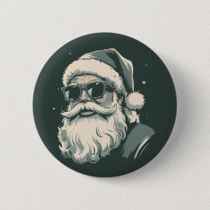 Santa-Gesicht-Sonnenbrille Weihnachten Xmas Retro Button