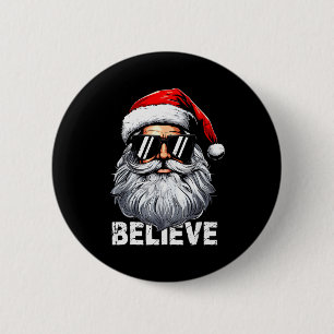 Santa-Gesicht Sonnenbrillen Glauben Weihnachts-Shi Button