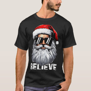 Santa-Gesicht Sonnenbrillen Glauben Weihnachts-Shi T-Shirt