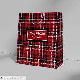 Santa Gift Bags Red Black Plaid Personalized Wrap Mittlere Geschenktüte