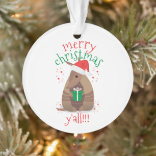 Santa Gift Gift Armadillo Texas Ornament
