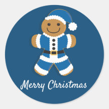 Santa Gingerbread Man Blue | Aufkleber