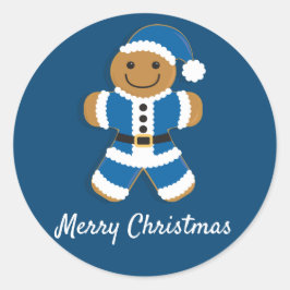 Santa Gingerbread Man Blue | Aufkleber