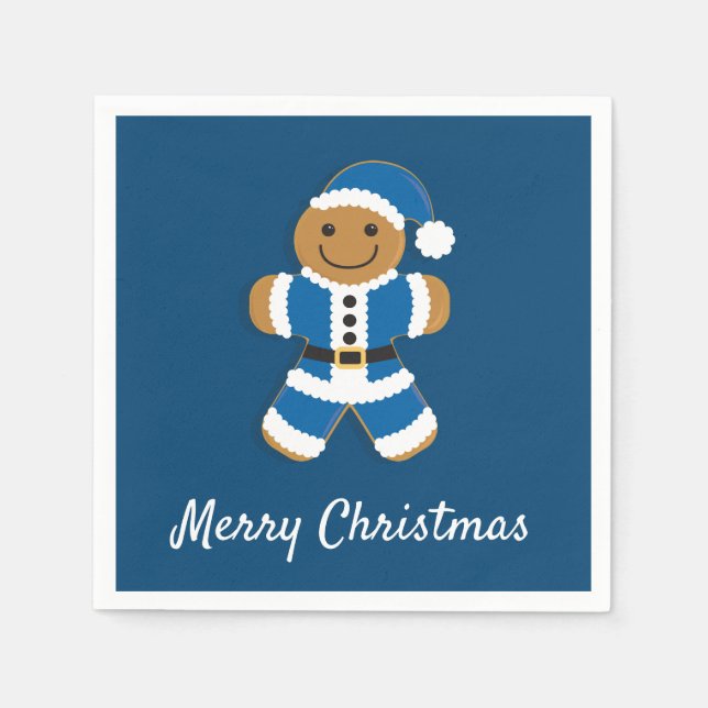 Santa Gingerbread Man Blue | Paper Napkin Serviette (Vorderseite)