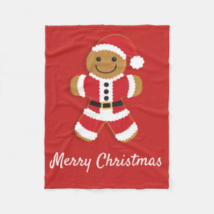 Santa Gingerbread Man   Fleece Blanket