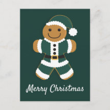 Santa Gingerbread Man Green | Postkarte