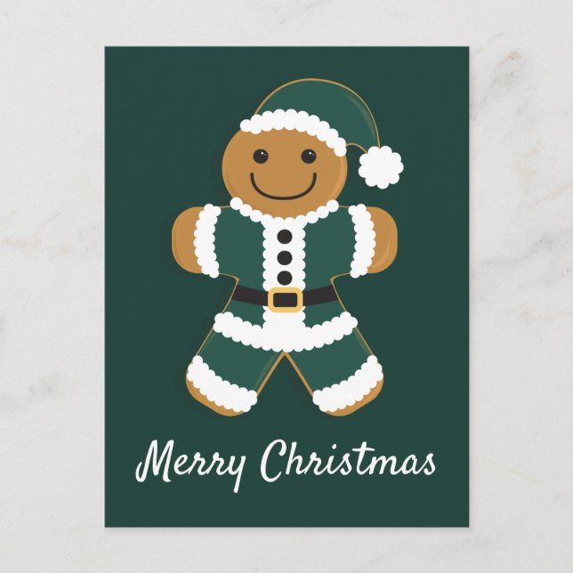 Santa Gingerbread Man Green | Postkarte (Vorderseite)
