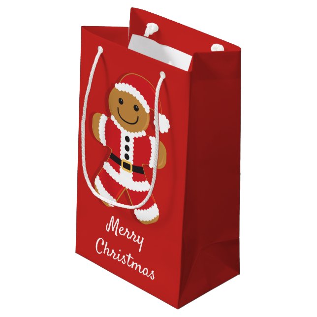Santa Gingerbread Man | Kleine Geschenktasche Kleine Geschenktüte (Rückseite Schrägansicht)