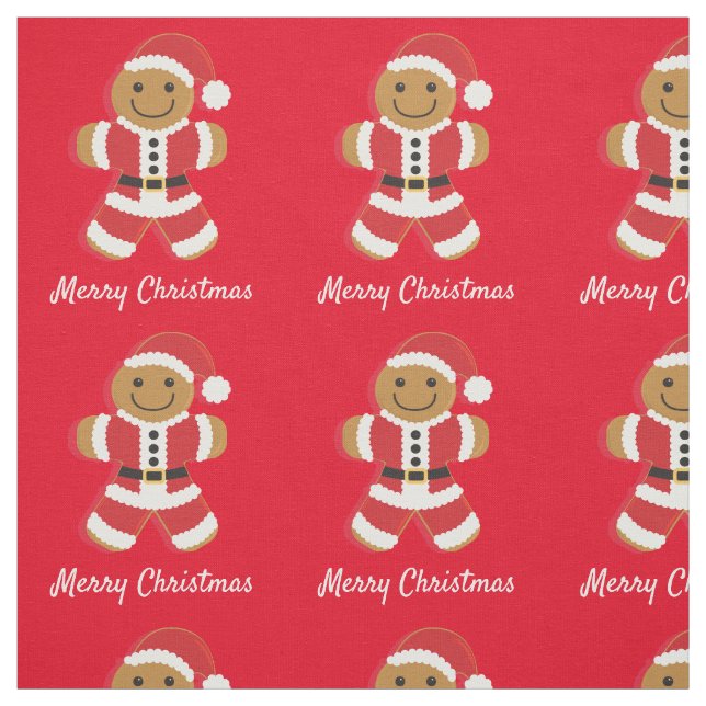Santa Gingerbread Mann Frohe Weihnachten Stoff (Muster)