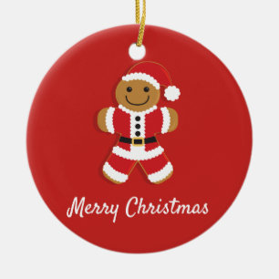 Santa Gingerbread Mann Rote Weihnachten Keramik Ornament