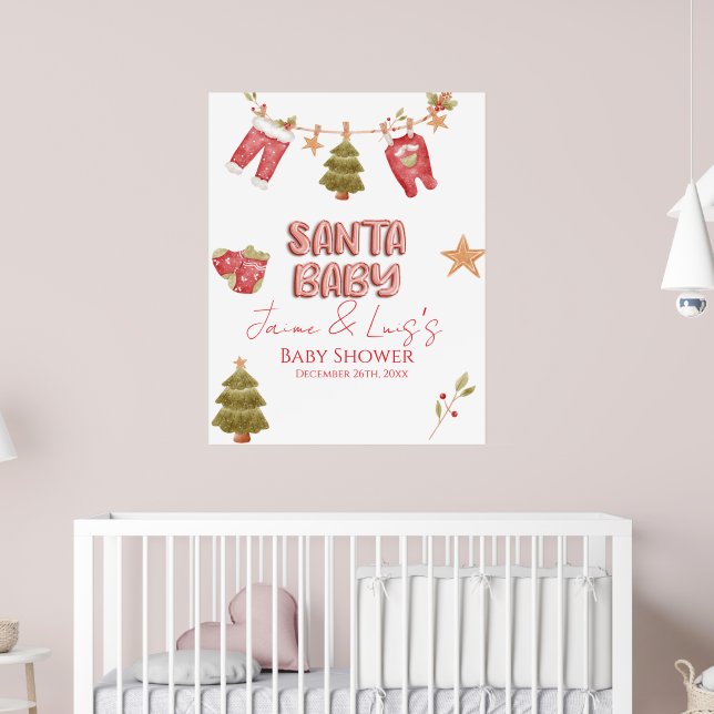 Santa Girl Boy Holiday Baby Shower   Poster (Kinderzimmer 2)