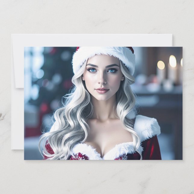 Santa Girl Feiertagskarte (Vorderseite)