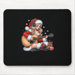 Santa Girl Gitarre Spaß Weihnachtsmusik Liebe Mousepad