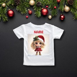 Santa Girl lächeln mit Glitzern-INDIVIDUELLE NAME T-Shirt