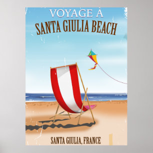 Santa Giulia Beach Vintages französisches Reisepla Poster