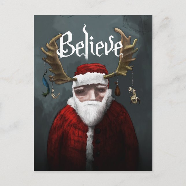 Santa "Glaube" Feiertagspostkarte (Vorderseite)