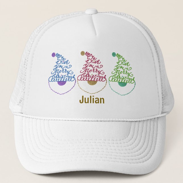 Santa Glitter Modern Cute Christmas Personalized  Truckerkappe (Vorderseite)