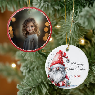 Santa Gnom Baby erstes Weihnachtsfoto Keramik Ornament