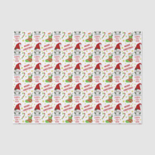 Santa Gnome and Stocking Christmas Pattern Seidenpapier