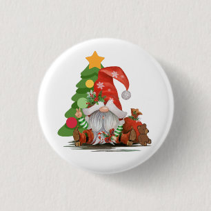 Santa Gnome - Funny Christmas Gnome Design Magnet Button
