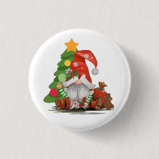 Santa Gnome - Funny Christmas Gnome Design Magnet Button