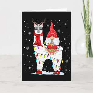 Santa-Gnome reiten auf Llama-Rentieren Weihnachtsb Karte