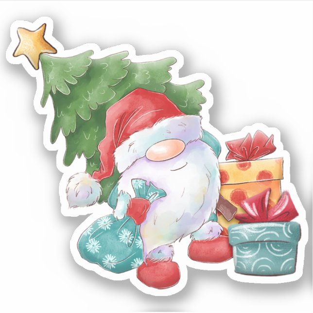 Santa Gnome Sticker (Vorderseite)