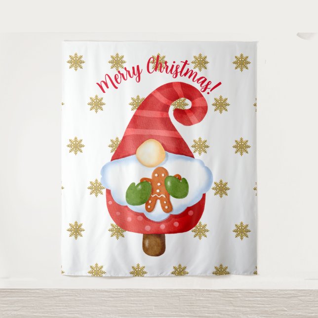 Santa Gnome Wandteppich (Vorderseite)