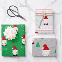 Santa Gnome Wrapping Paper Flat Sheet Set 3