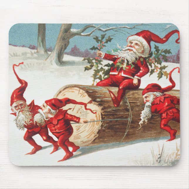 Santa gnomes rutscht auf einem Stein Mousepad (Vorne)