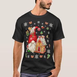 Santa Gnomie With Gingerbread House Family Christ T-Shirt
