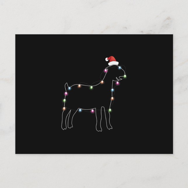 Santa Goat Weihnachtsfarbe LED Light Xmas Ziege Ankündigungspostkarte (Vorderseite)