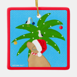 Santa Golden Dog Trimmen der Weihnachtspalme Keramikornament