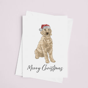 Santa Golden Doodle Wasserfarben-Weihnachtskarte Karte
