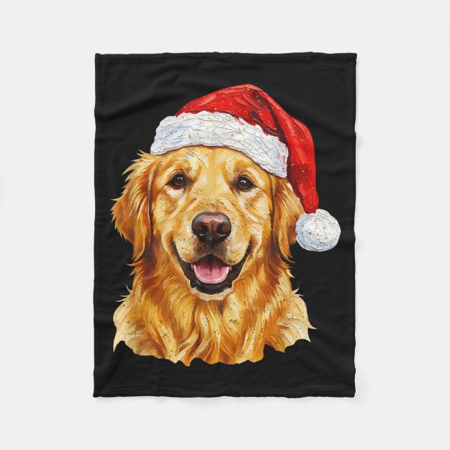 Santa Golden Retriever Christmas Golden Retriever  Fleecedecke (Vorderseite)