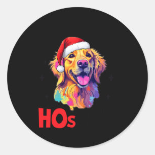 Santa Golden Retriever Hund da sind einige Hos in Runder Aufkleber