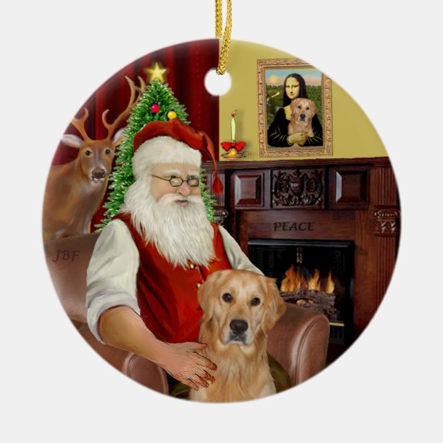 Santa - Golden Retriever (K) Keramikornament (Vorne)