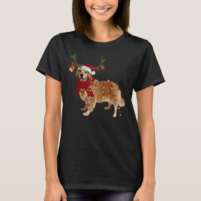 Santa Golden Retriever Reindei Light T-Shirt (Vorderseite)